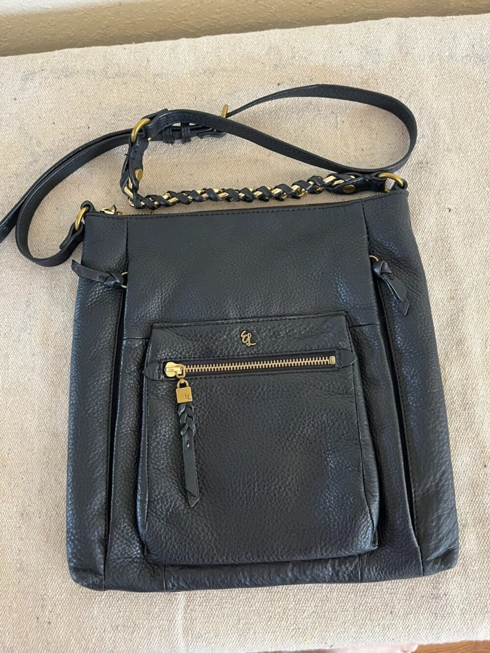 Elliott Lucca Gwen Black Leather Bohemian Boho Crossbody Bag